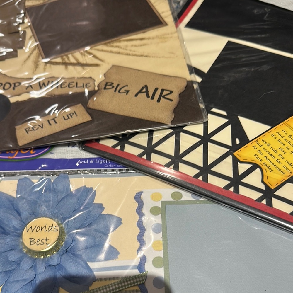 Scrapbook Crafting Kit with Blue Flower Accents